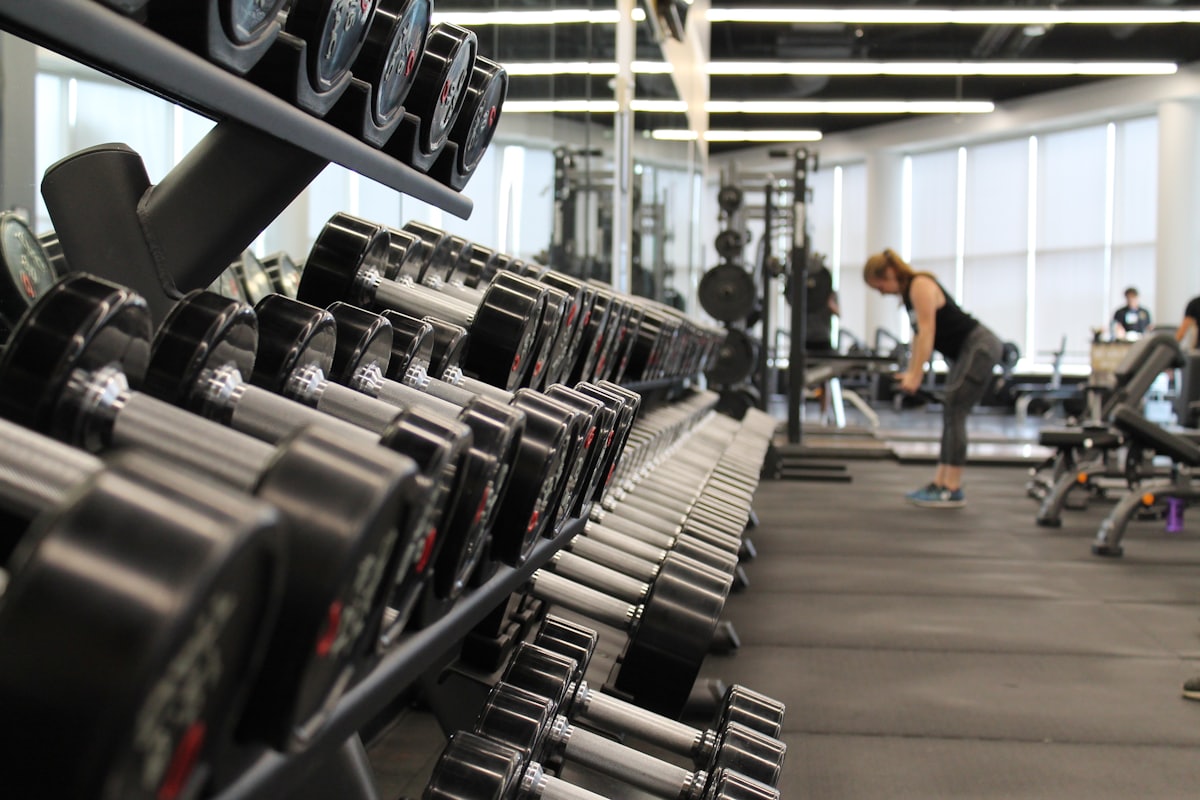 Dumbbell rack in a gym