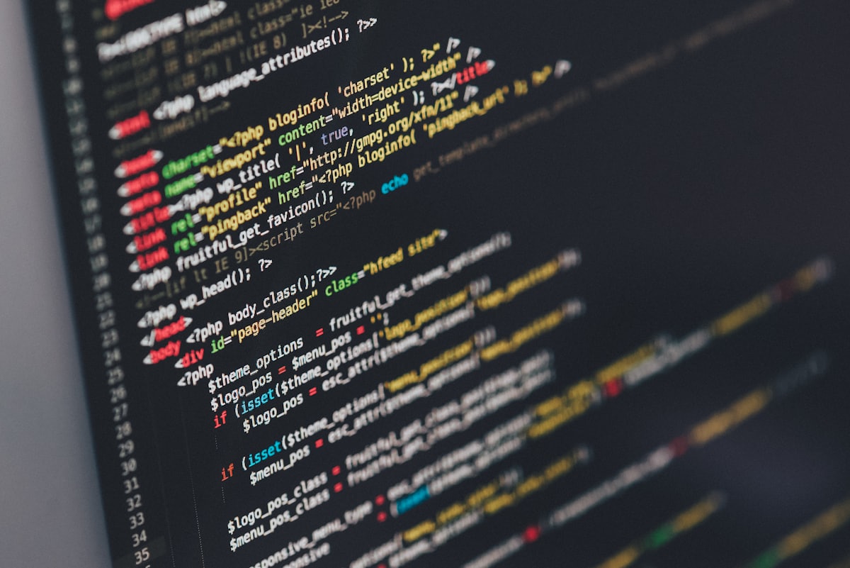 Lines of code on a dark screen
